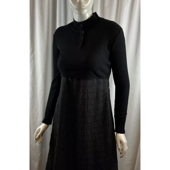 ZARA Long Sleeves Button-Up Mock Neck Cropped Top Black M eclectic 68-48 - Picture 3 of 13